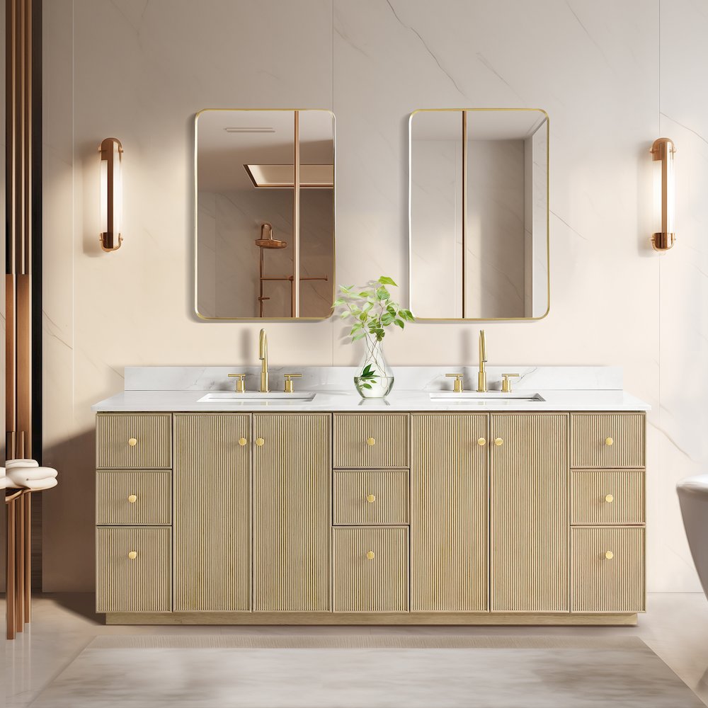 Oza 84" Free-standing Double Bath Vanity in Aged Natural Oak. Picture 4