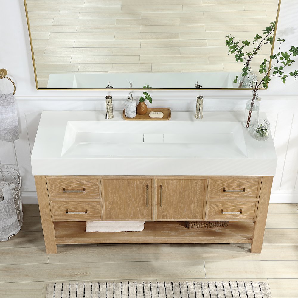 Vera 60" Free-standing Single Bath Vanity in Washed Ash Grey. Picture 5