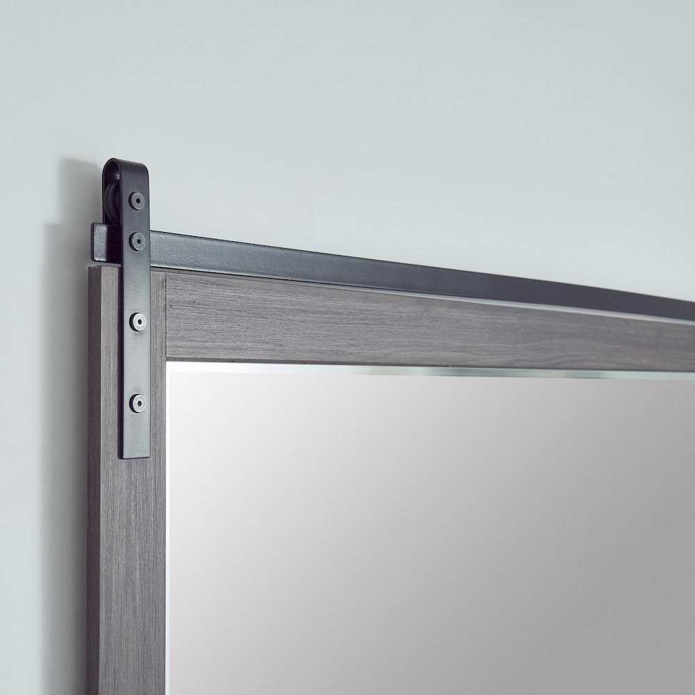 Cortes 72" Rectangular Bathroom Vanity Barndoor Wall Mount Mirror in Oak. Picture 2