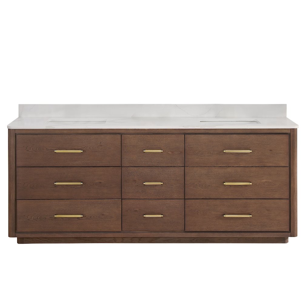 Porto 84" Free-standing Double Bath Vanity in Aged Dark Brown Oak. Picture 2