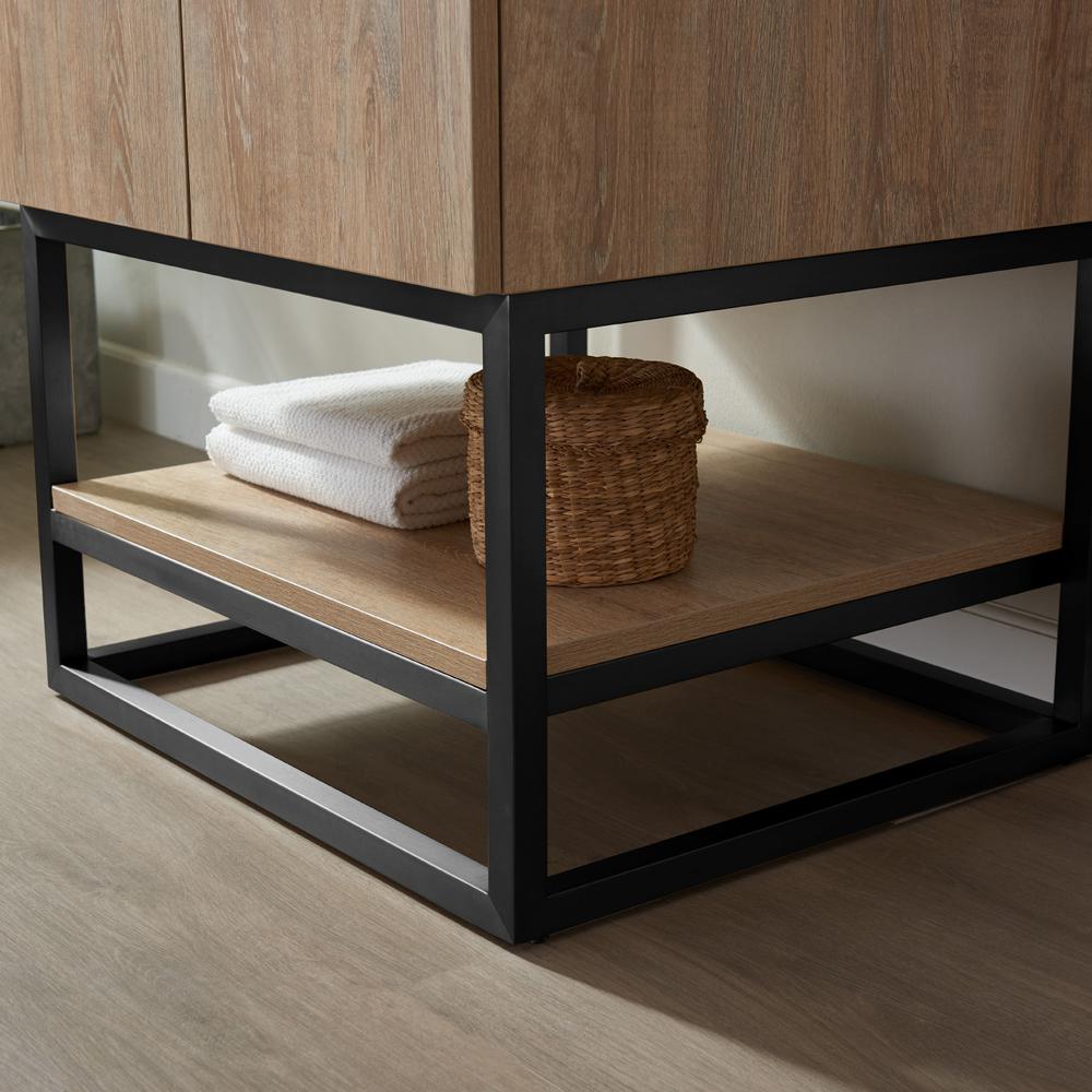 24B" Single Vanity with White Grain Stone Countertop Without Mirror. Picture 6