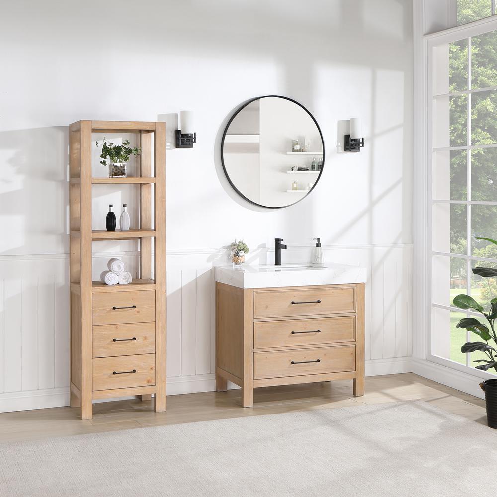 Free-standing Single Bathroom Vanity with Composite top and Mirror. Picture 4