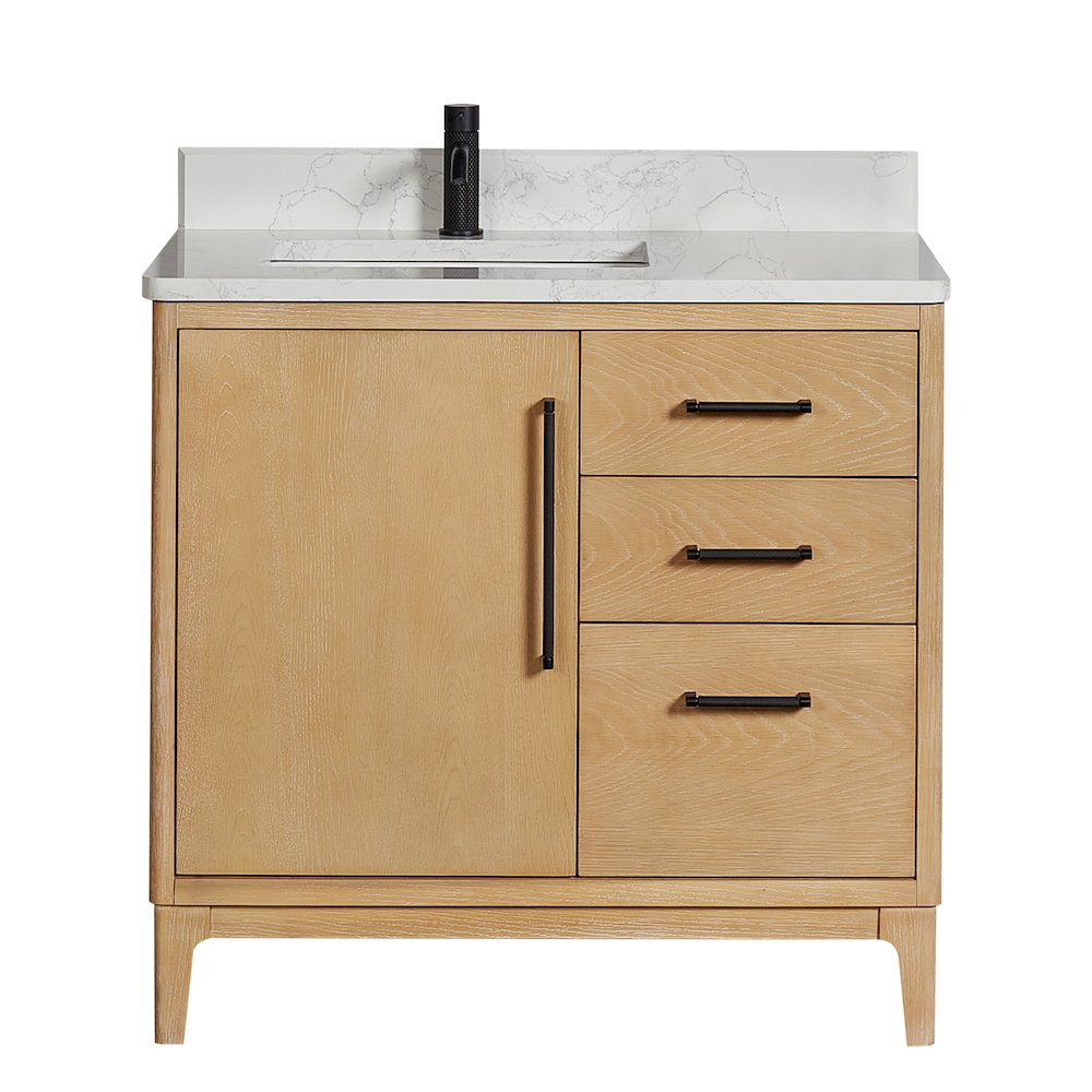 Gara 36" Free-standing Single Bath Vanity in Washed Ash Grey. Picture 1