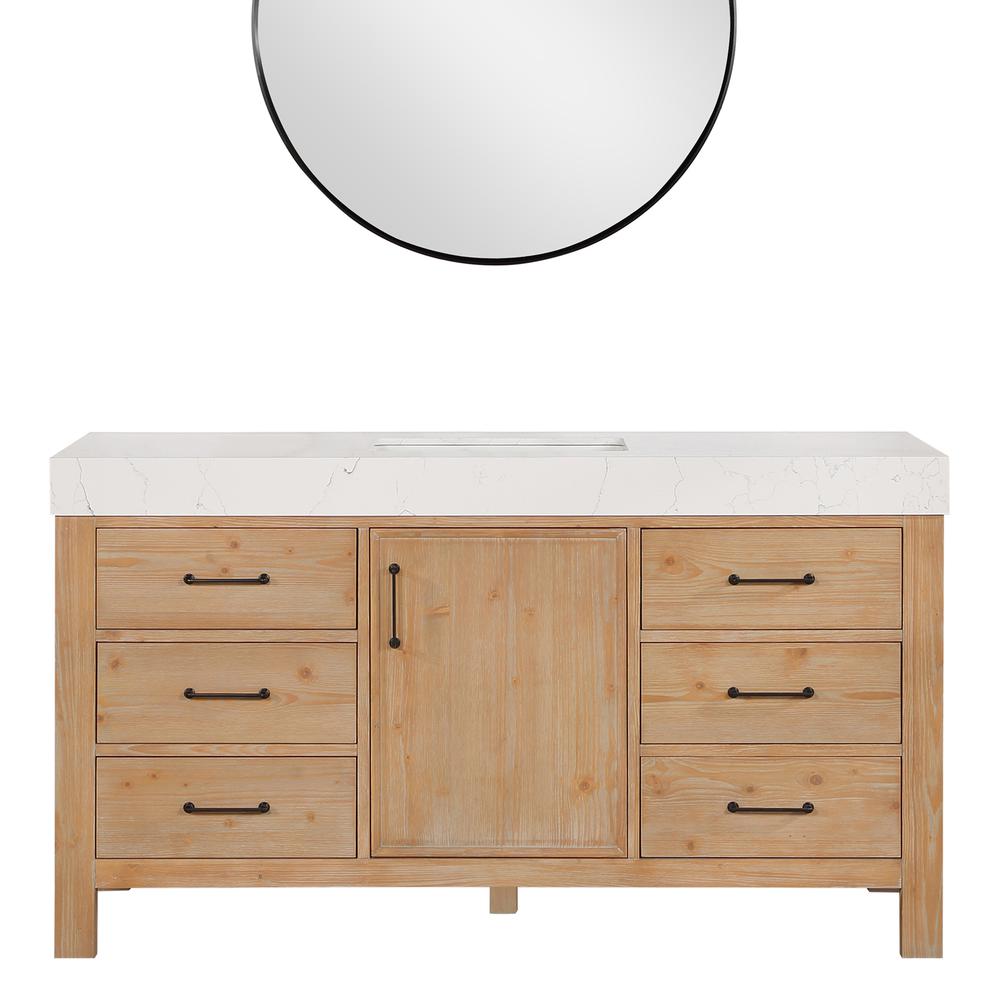 Free-standing Single Bathroom Vanity with Composite top and Mirror. Picture 1