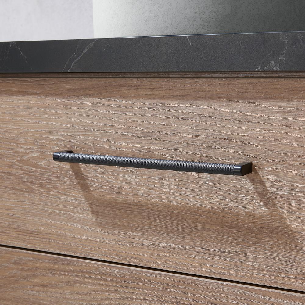Double Sink Bath Vanity with Black Sintered Stone Top with Concrete Sink. Picture 12