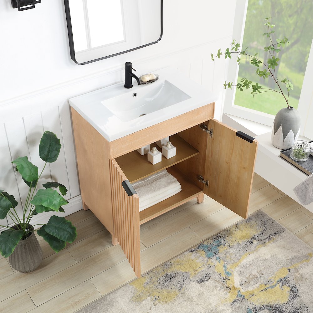 Palos 30" Free-standing Single Bath Vanity in Fir Wood Brown. Picture 7
