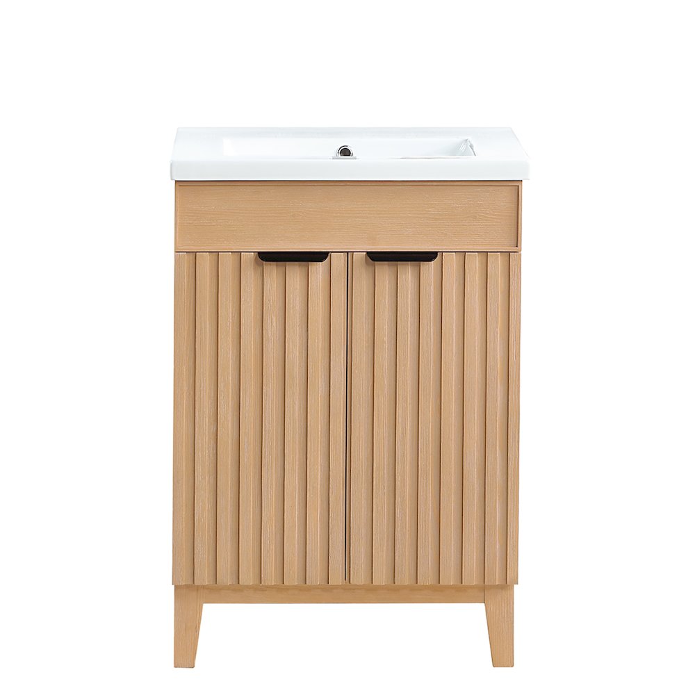 Palos 24" Free-standing Single Bath Vanity in Fir Wood Brown. Picture 1