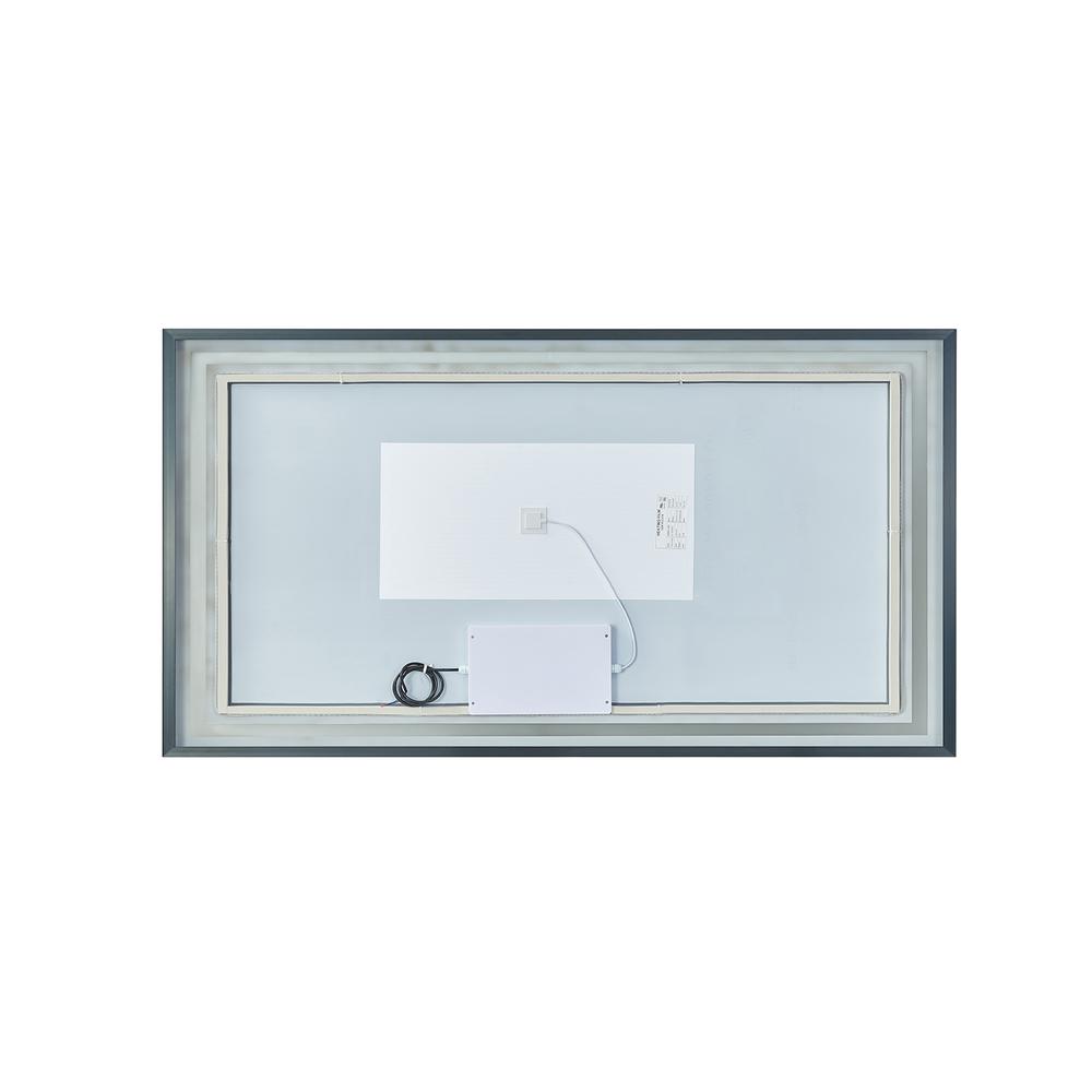 60" Rectangular Aluminum Framed LED Wall Mount Bathroom Vanity Mirror in Black. Picture 2