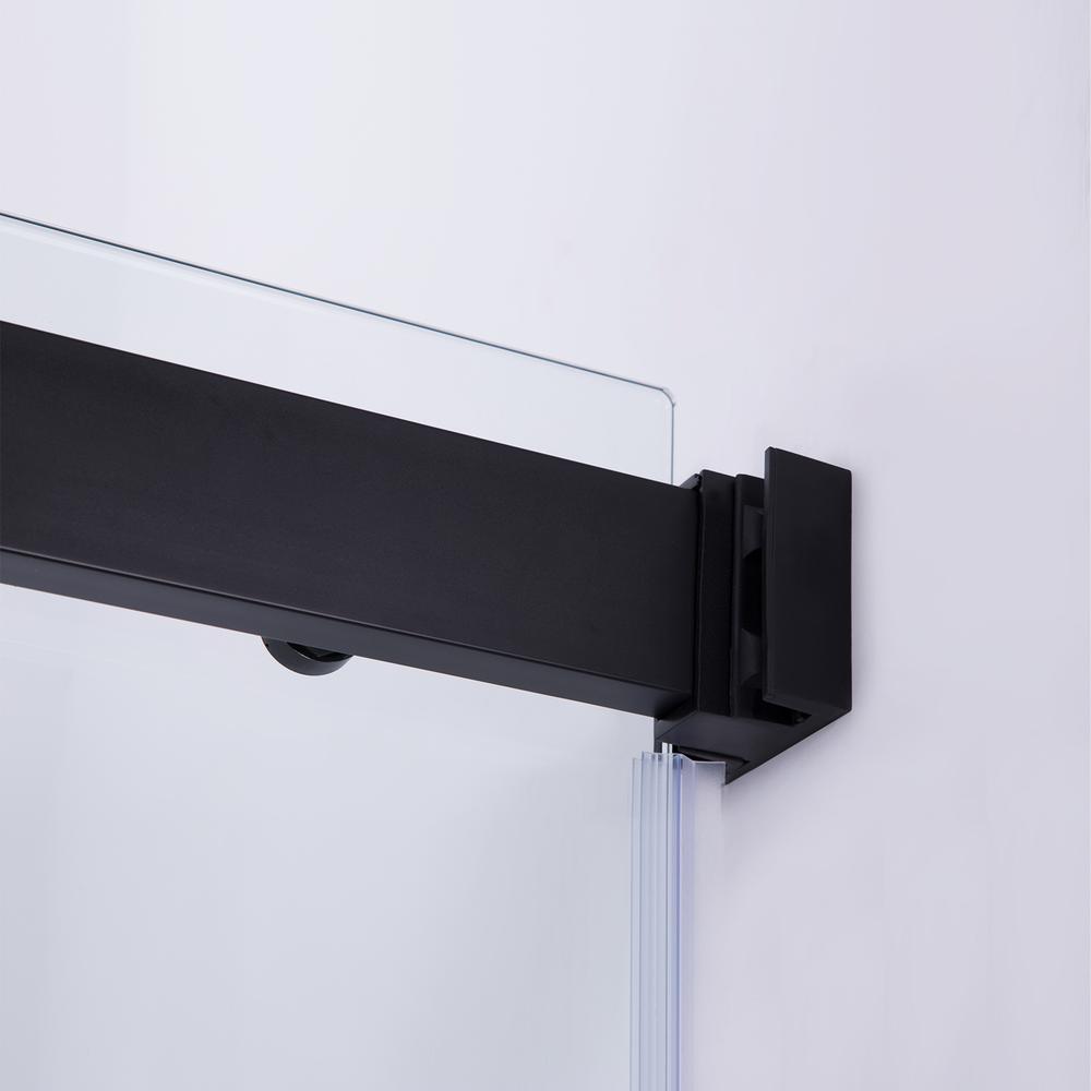Spezia 64" W x 76" H Double Sliding Frameless Shower Door in Matte Black. Picture 6