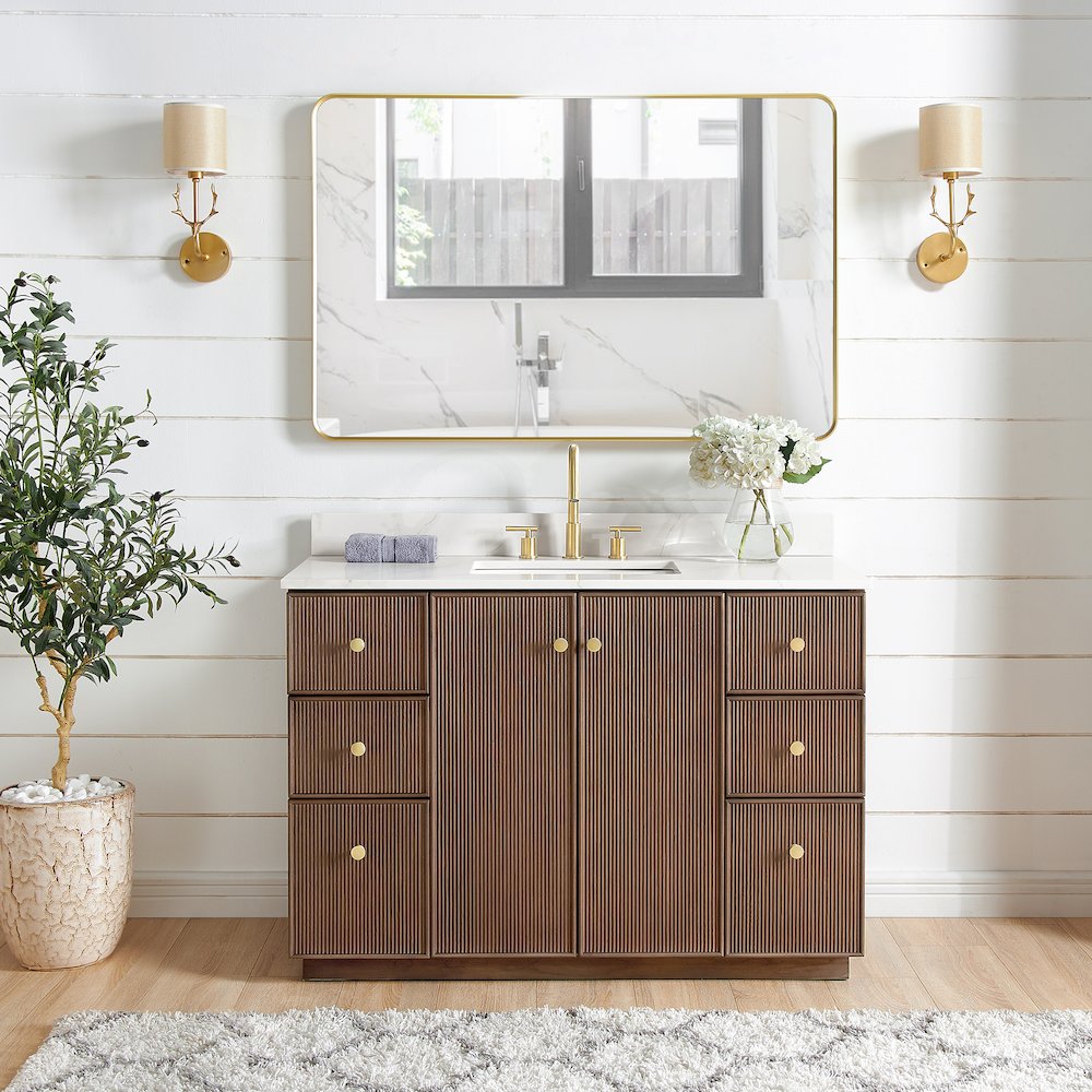 Oza 48" Free-standing Single Bath Vanity in Aged Dark Brown Oak. Picture 3