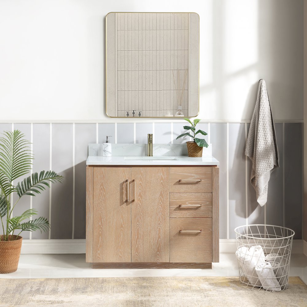 San 42" Free-standing Single Bath Vanity in Washed Ash Grey. Picture 3