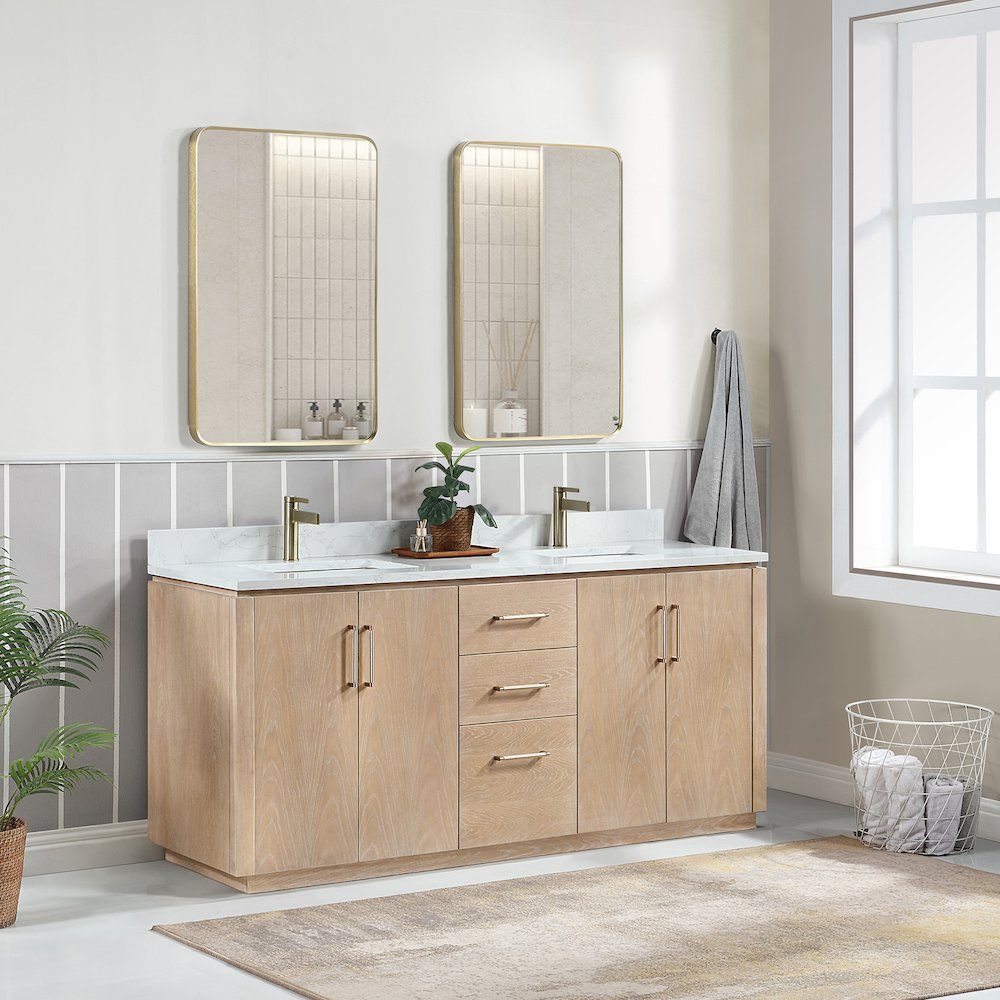 San 72" Free-standing Double Bath Vanity in Washed Ash Grey. Picture 4