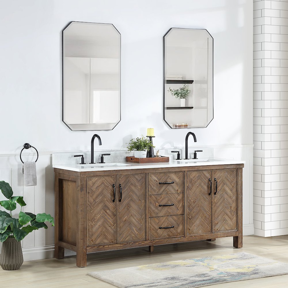 Javier 72" Free-standing Double Bath Vanity in Spruce Antique Gray. Picture 4