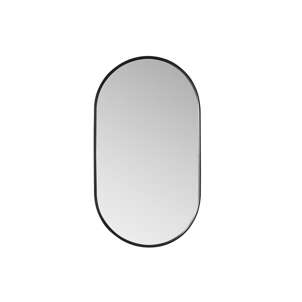 Miajadas 20 in. W x 36 in. H Oval Metal Wall Mirror in Brushed Black. Picture 1