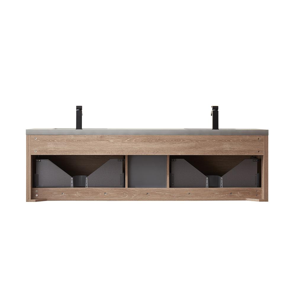 Carcastillo 72" Double Sink Bath Vanity with Grey Sintered Stone Top and Mirror. Picture 2