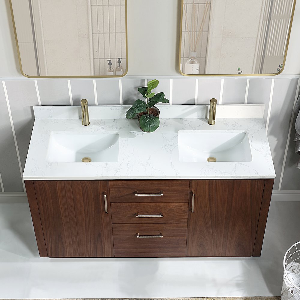 San 60M" Free-standing Double Bath Vanity in Natural Walnut. Picture 5