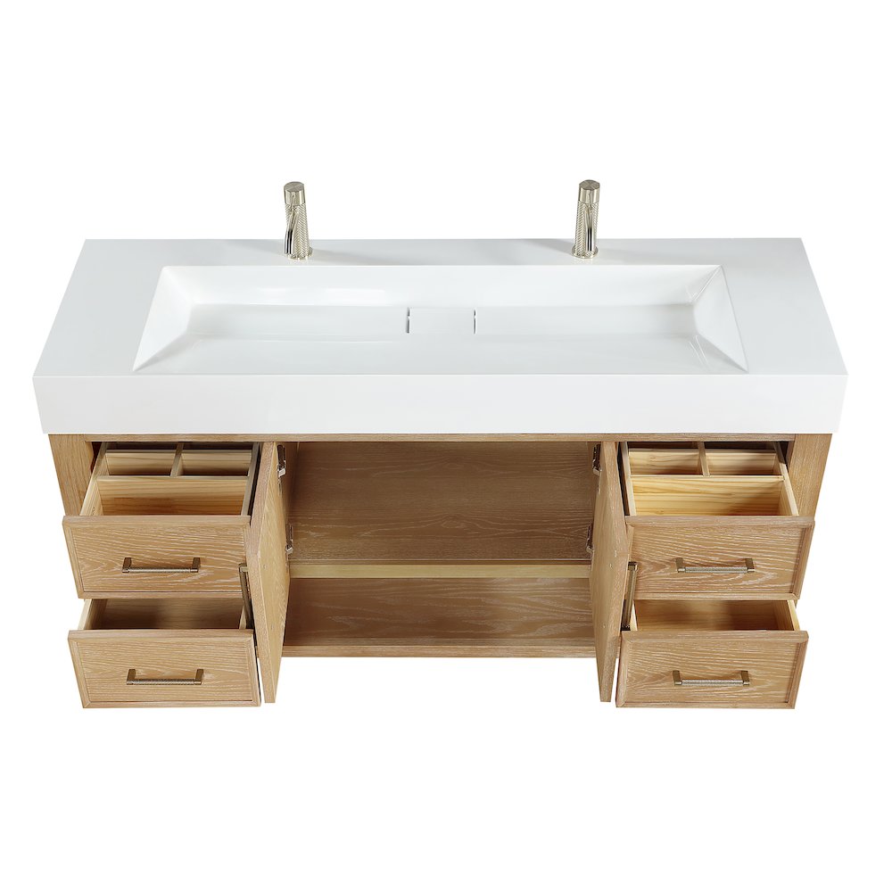 Vera 60" Free-standing Single Bath Vanity in Washed Ash Grey. Picture 15