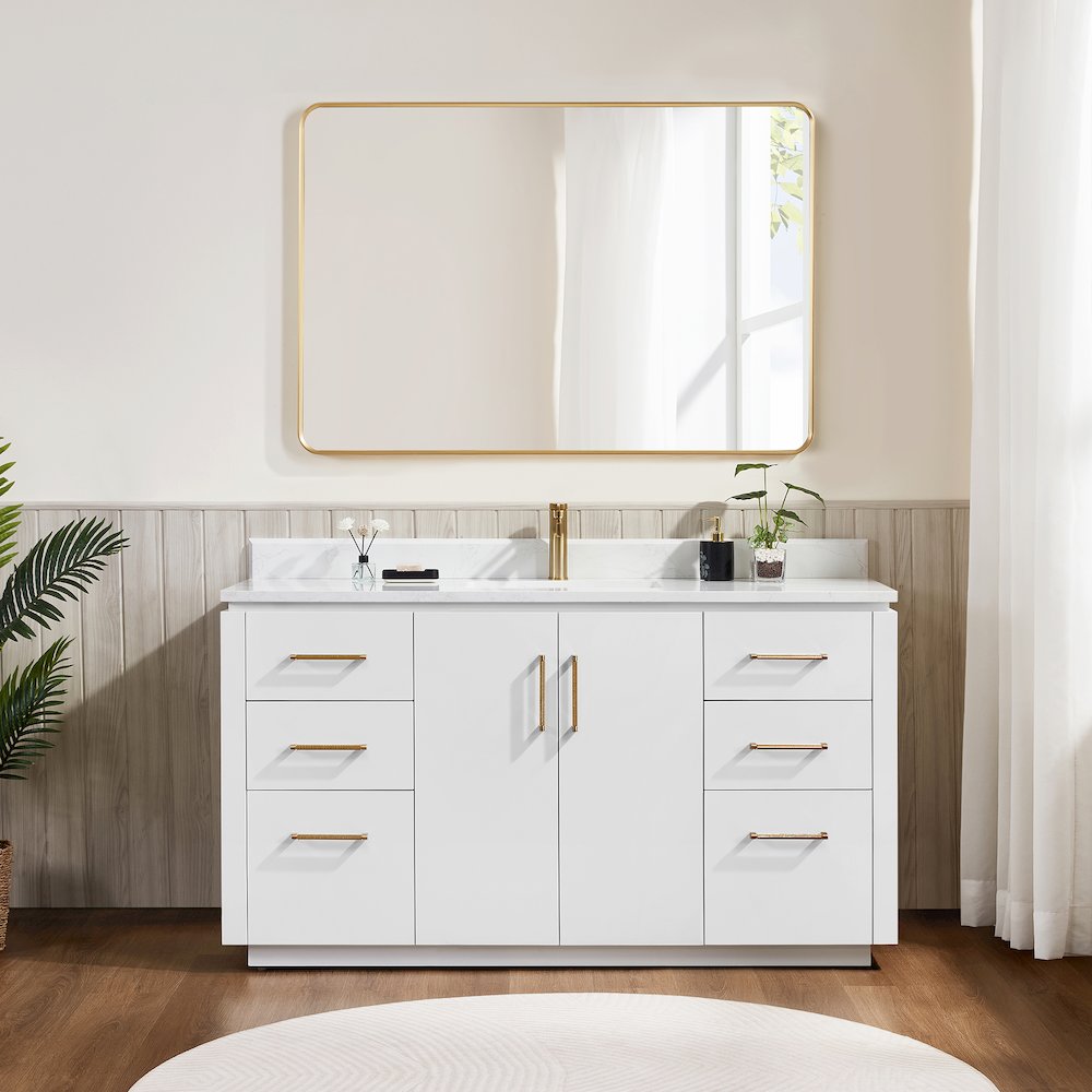 San 60" Free-standing Single Bath Vanity in White. Picture 3