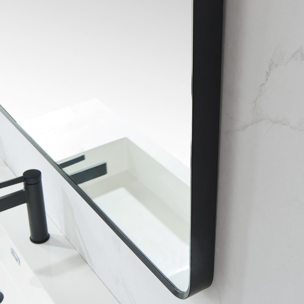 Mutriku 48 in. W x 32 in. H Rectangle Metal Wall Mirror in Brushed Black. Picture 6