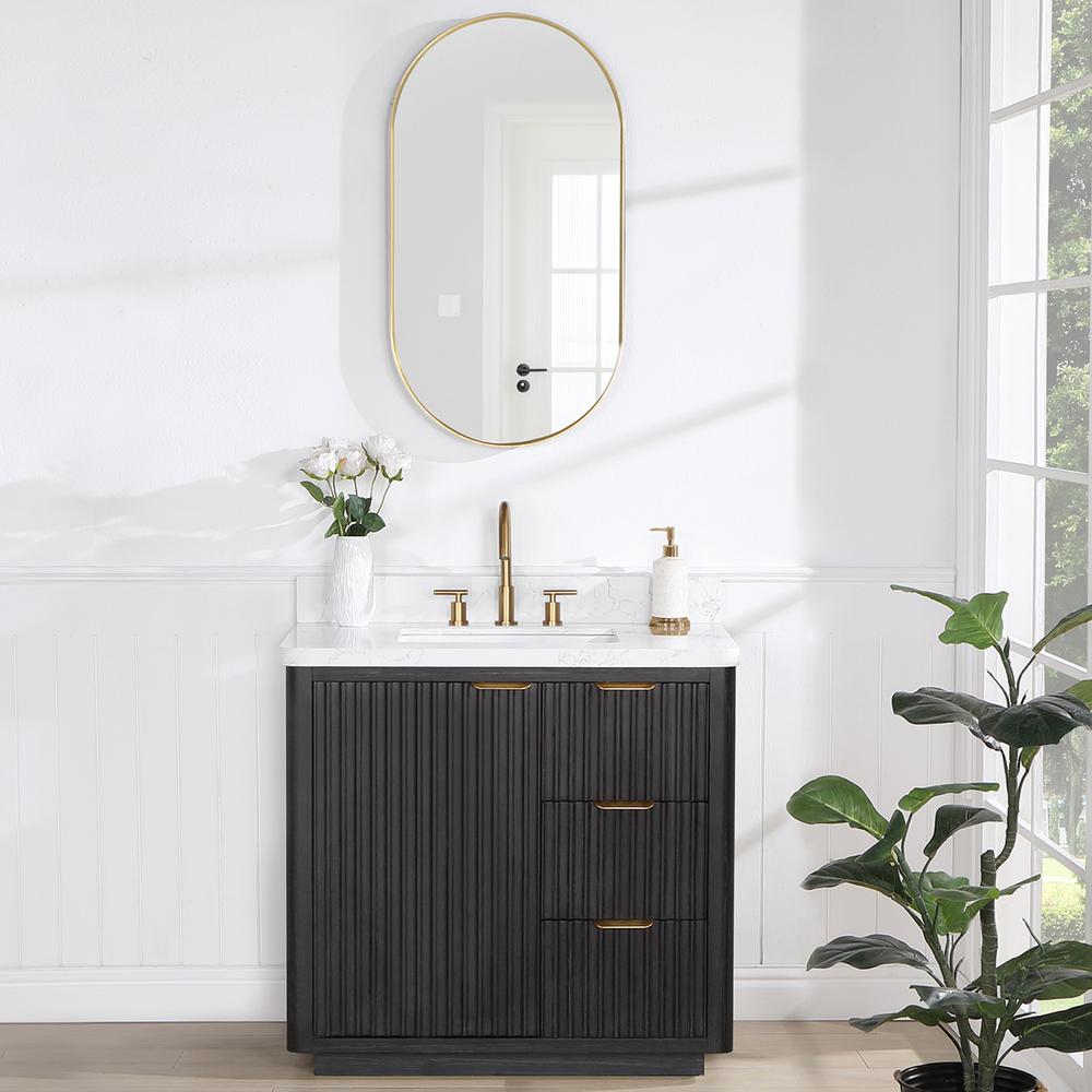 Free-standing Single Bathroom Vanity with Composite top and Mirror. Picture 10