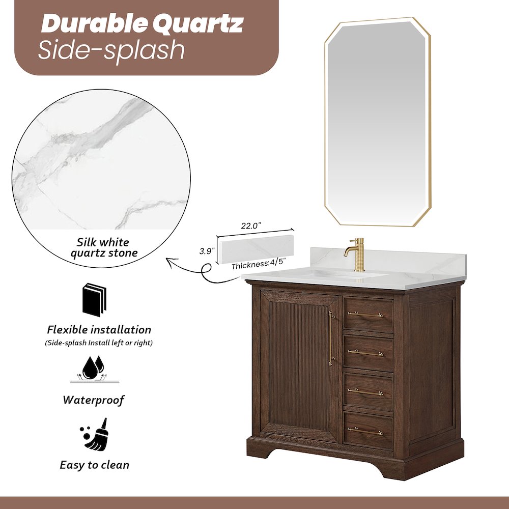 Tokyo 36" Freestanding Single Bath Vanity in Aged Dark Brown Oak. Picture 19