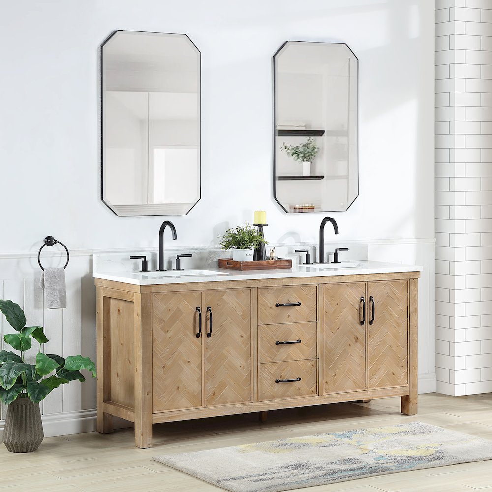 Javier 72" Free-standing Double Bath Vanity in Spruce Antique Brown. Picture 4