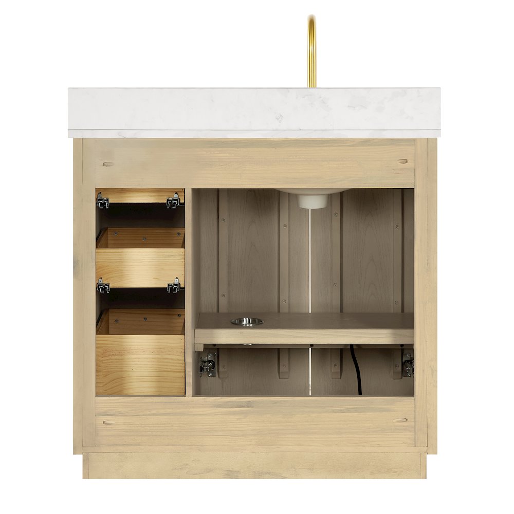 Oza 36" Free-standing Single Bath Vanity in Aged Natural Oak. Picture 15