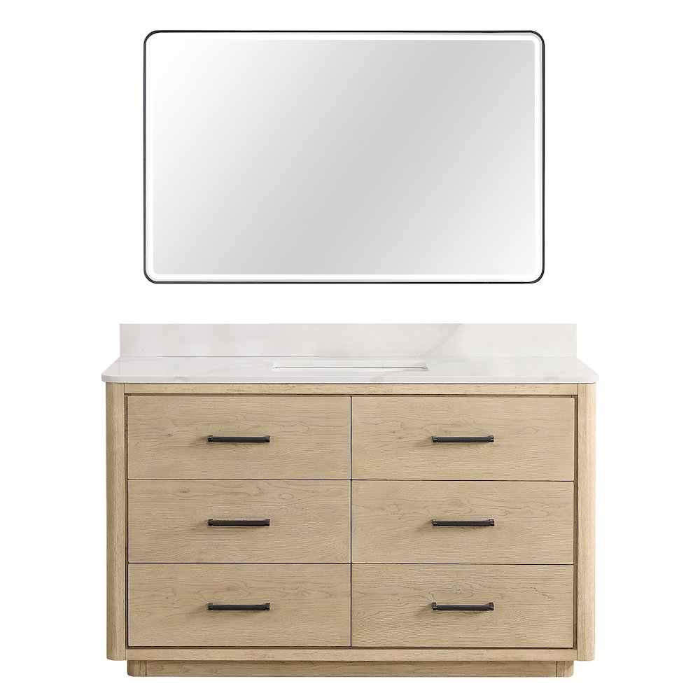 Porto 55" Free-standing Single Bath Vanity in Aged Natural Oak. Picture 2