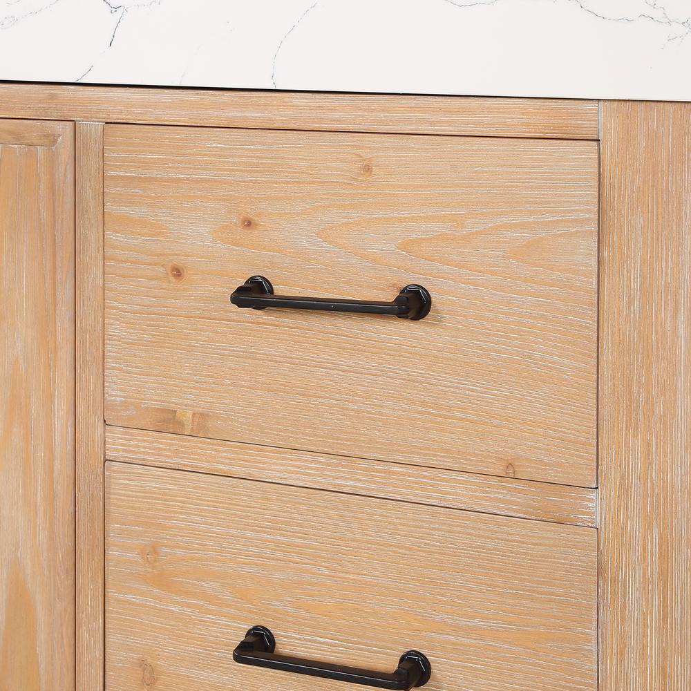 Free-standing Double Bathroom Vanity with Composite top in Lightning White. Picture 14