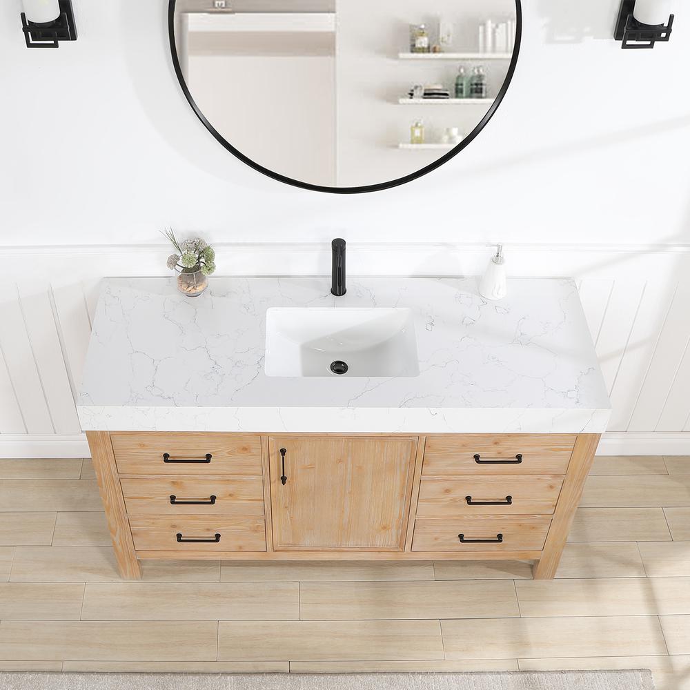Free-standing Single Bathroom Vanity with Composite top and Mirror. Picture 5