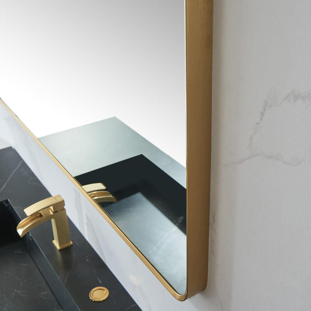 Mutriku 48 in. W x 32 in. H Rectangle Metal Wall Mirror in Brushed Gold. Picture 6
