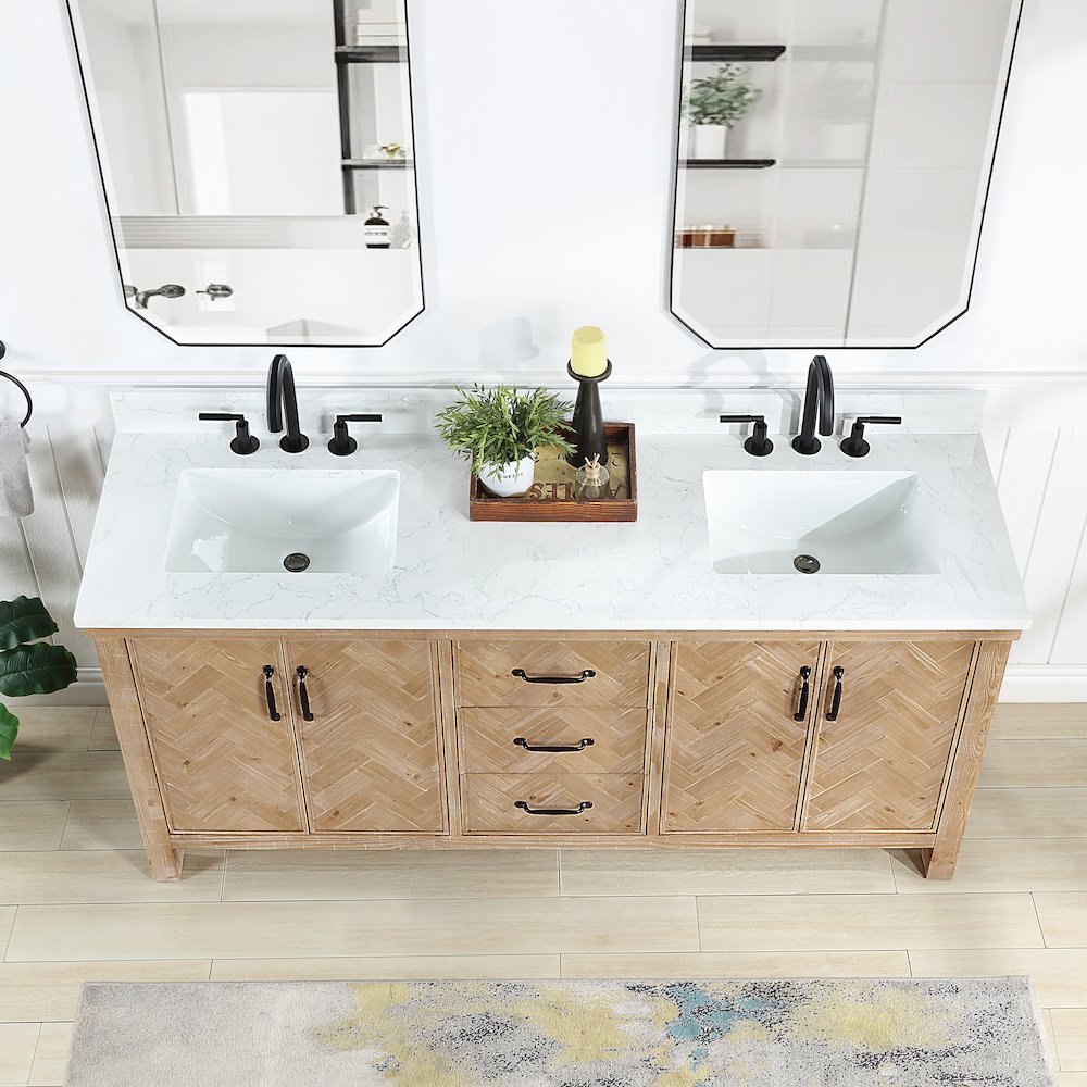 Javier 72" Free-standing Double Bath Vanity in Spruce Antique Brown. Picture 5