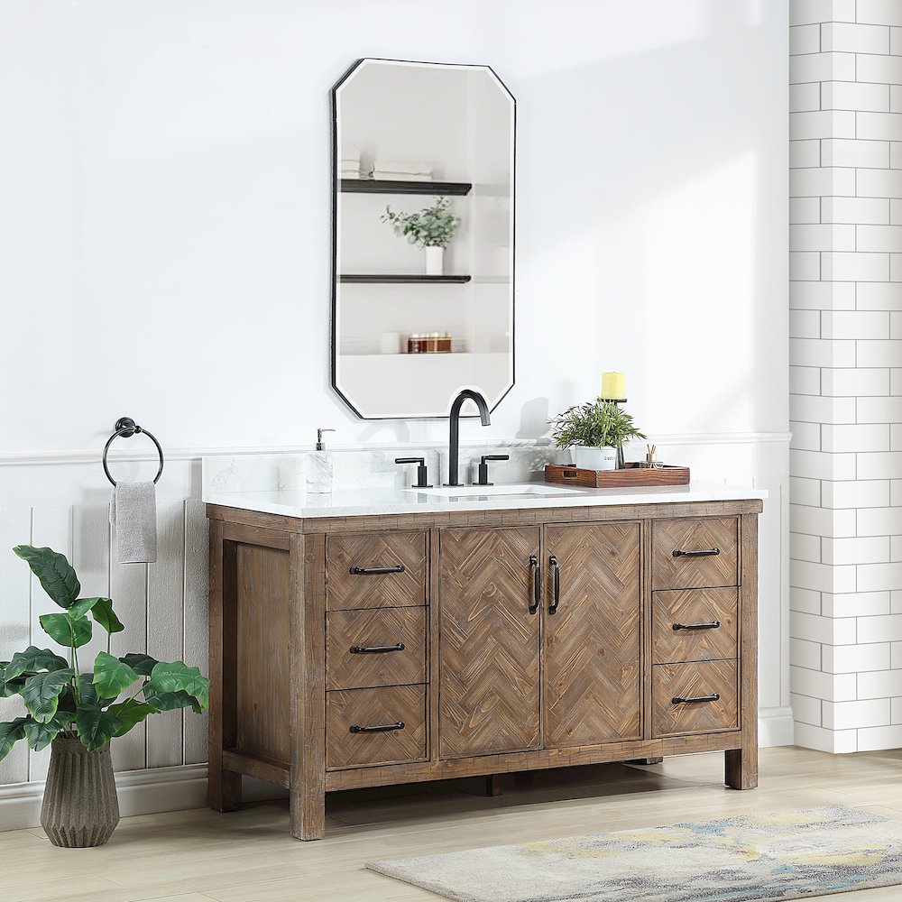 Javier 60" Free-standing Single Bath Vanity in Spruce Antique Gray. Picture 4
