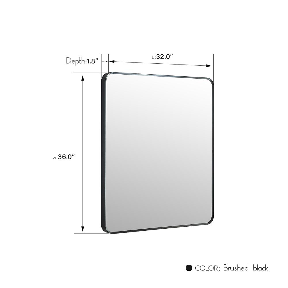 Mutriku 32 in. W x 36 in. H Rectangle Metal Wall Mirror in Brushed Black. Picture 8