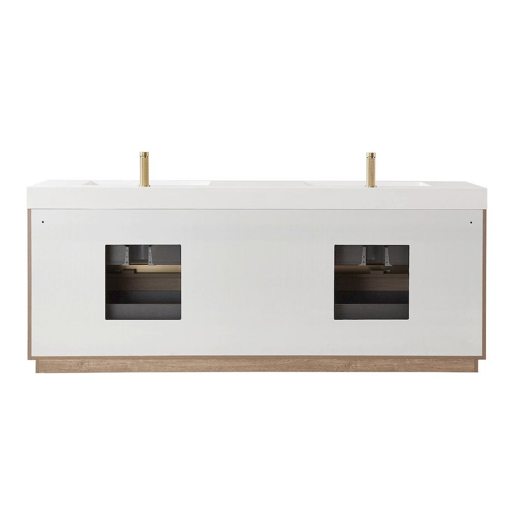 Huesca 84" Double Sink Bath Vanity in North American Oak. Picture 14
