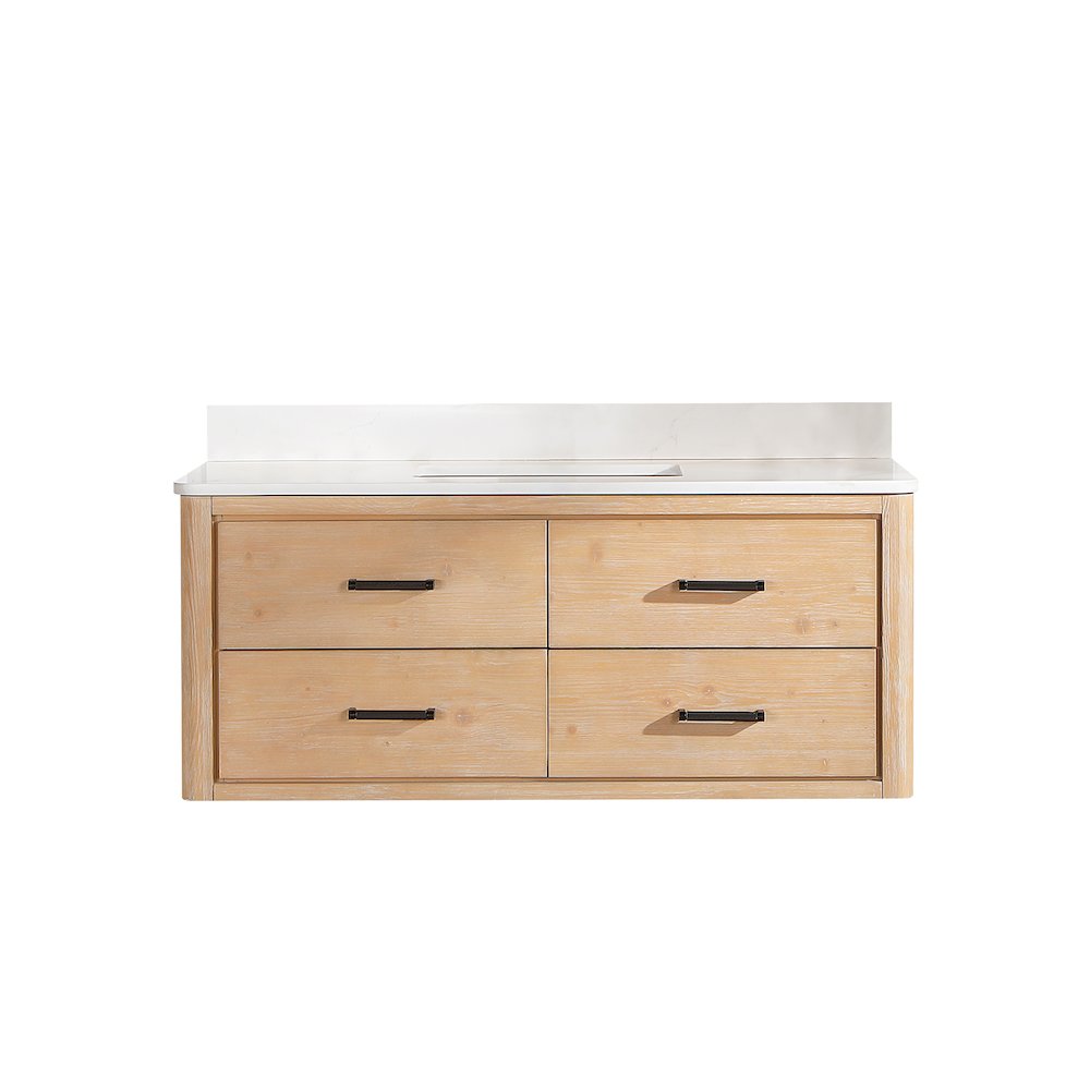 Cristo 48" Floating Single Bath Vanity in Fir Wood Brown. Picture 2