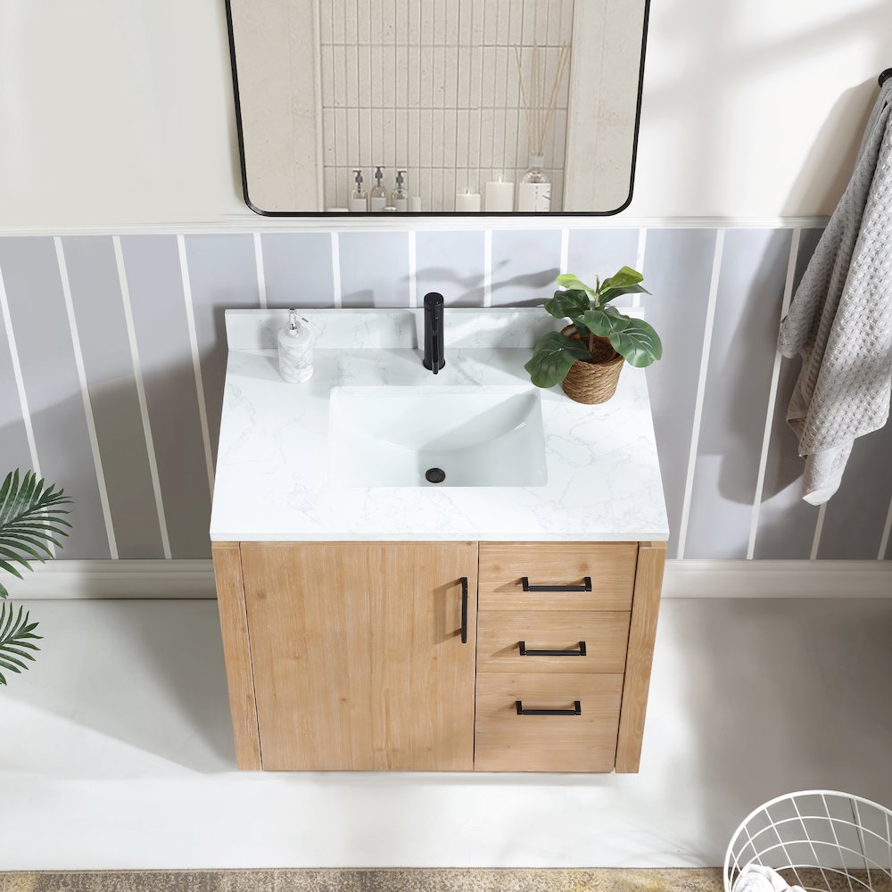 San 36" Free-standing Single Bath Vanity in Fir Wood Brown. Picture 5