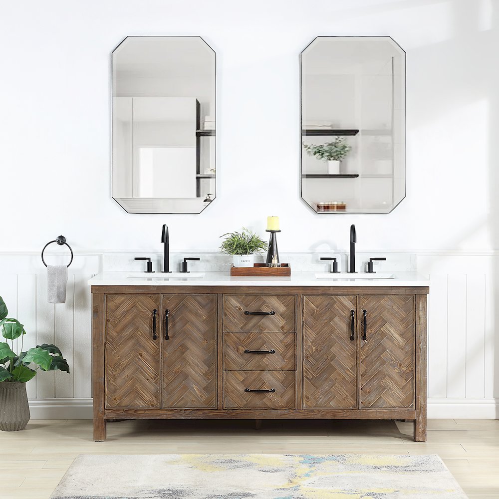 Javier 72" Free-standing Double Bath Vanity in Spruce Antique Gray. Picture 3