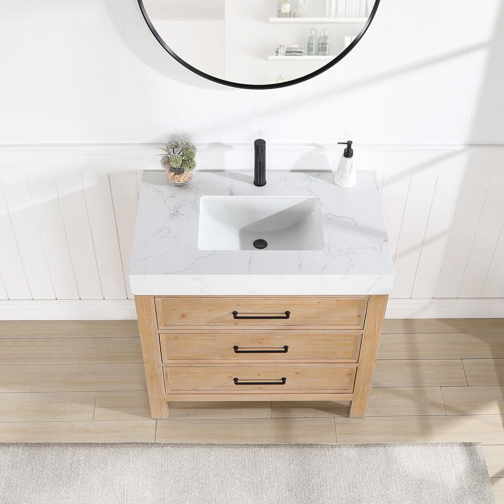 Free-standing Single Bathroom Vanity with Composite top and Mirror. Picture 5