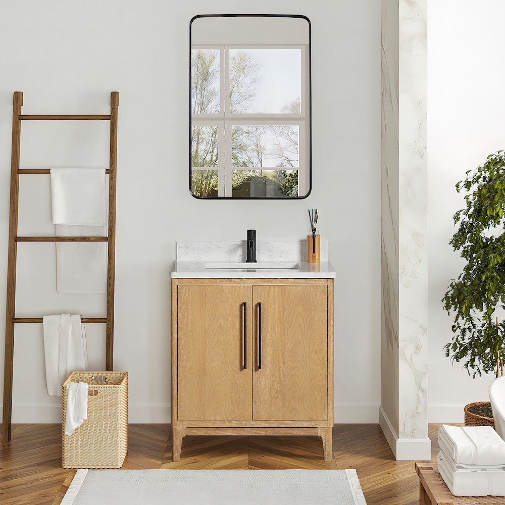 Gara 30" Free-standing Single Bath Vanity in Washed Ash Grey. Picture 4