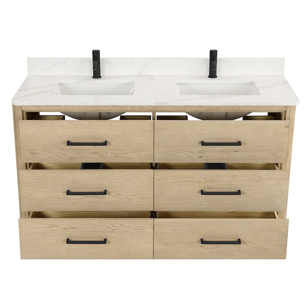 Porto 60M" Free-standing Double Bath Vanity in Aged Natural Oak. Picture 10