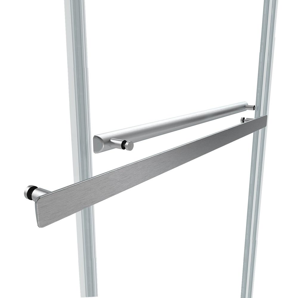 Spezia 60" W x 76" H Double Sliding Frameless Shower Door in Brushed Nickel. Picture 5