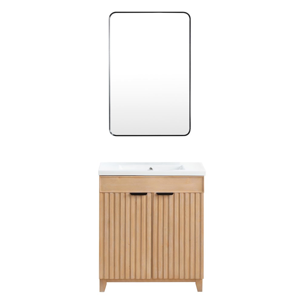 Palos 30" Free-standing Single Bath Vanity in Fir Wood Brown. Picture 2