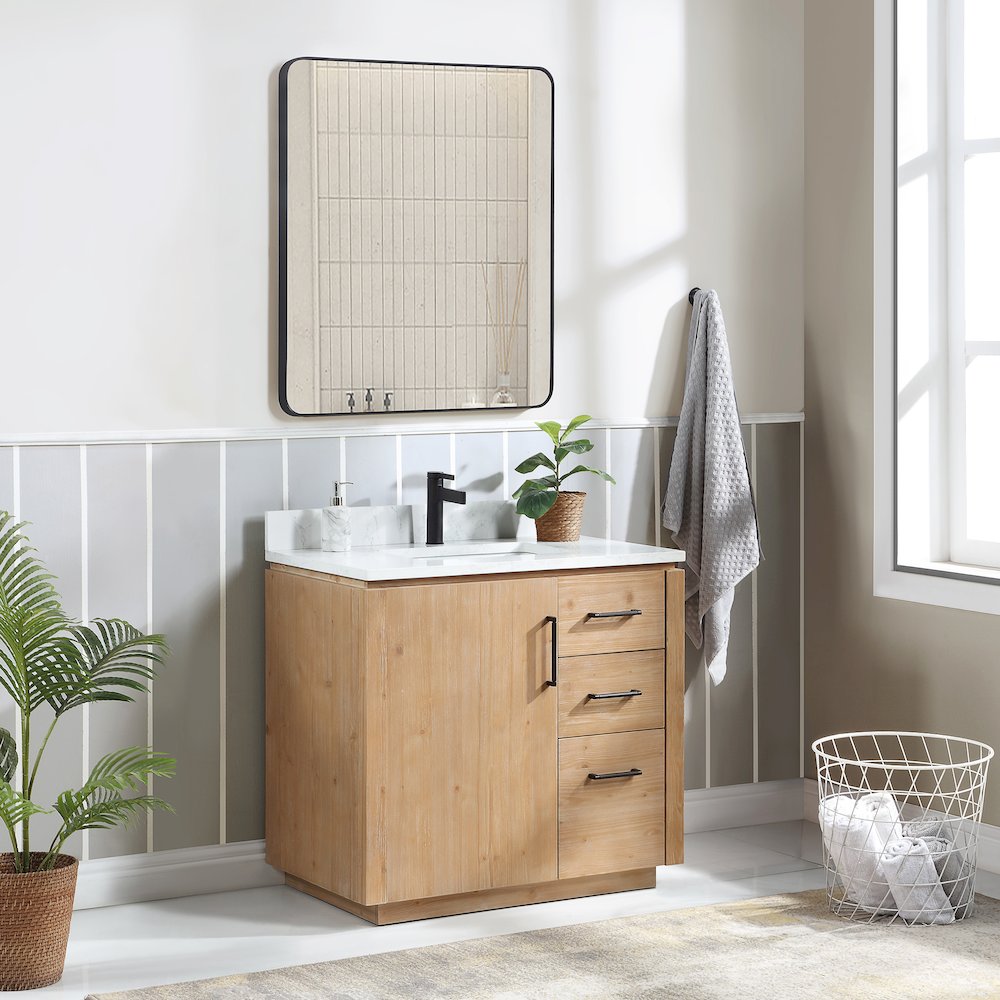 San 36" Free-standing Single Bath Vanity in Fir Wood Brown. Picture 4