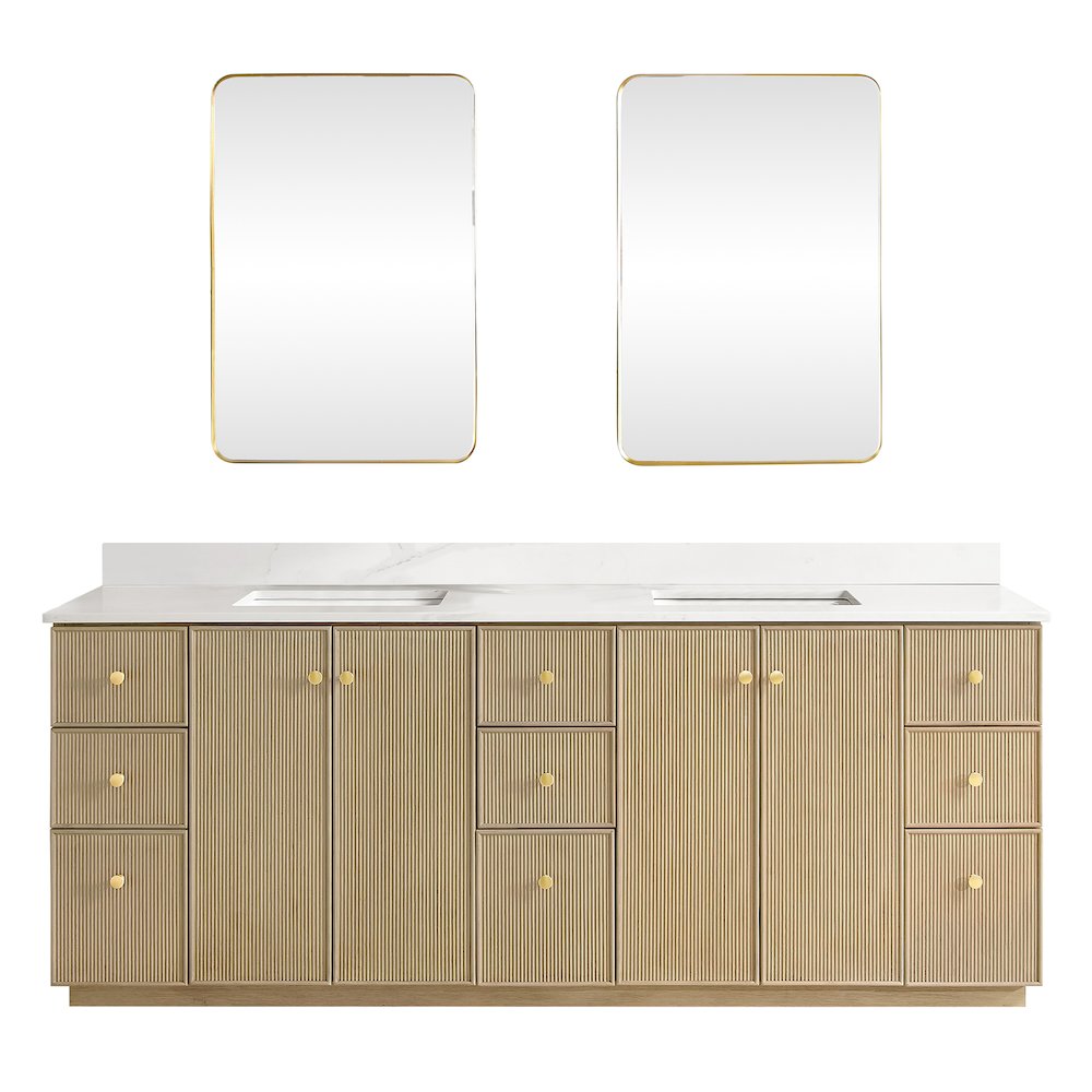 Oza 84" Free-standing Double Bath Vanity in Aged Natural Oak. Picture 2