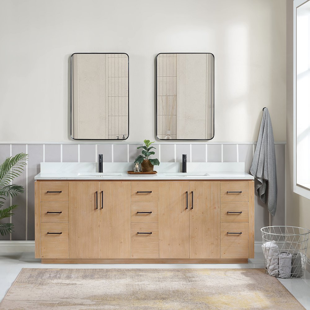 San 84" Free-standing Double Bath Vanity in Fir Wood Brown. Picture 3