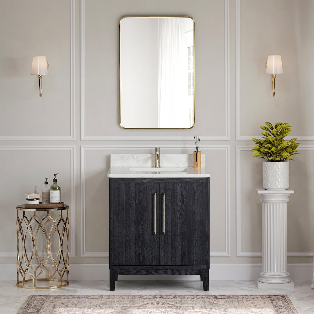 Gara 30" Free-standing Single Bath Vanity in Fir Wood Black. Picture 3