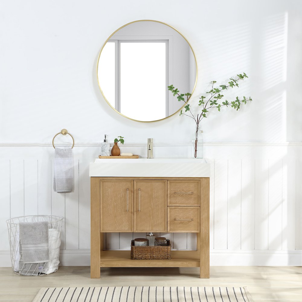 Vera 36" Free-standing Single Bath Vanity in Washed Ash Grey. Picture 2