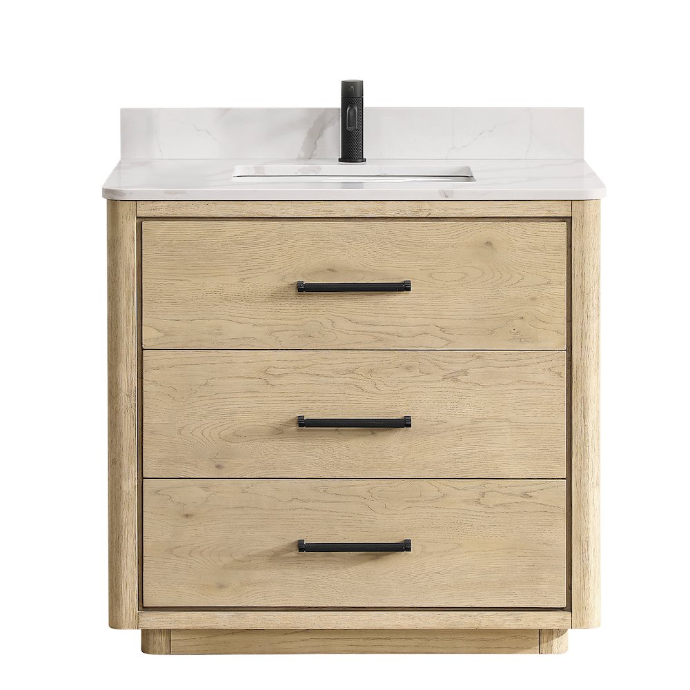 Porto 36" Free-standing Single Bath Vanity in Aged Natural Oak. Picture 1