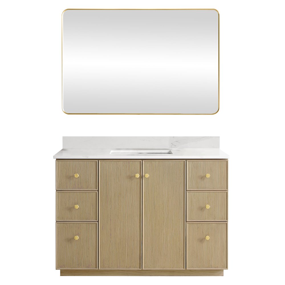 Oza 48" Free-standing Single Bath Vanity in Aged Natural Oak. Picture 2
